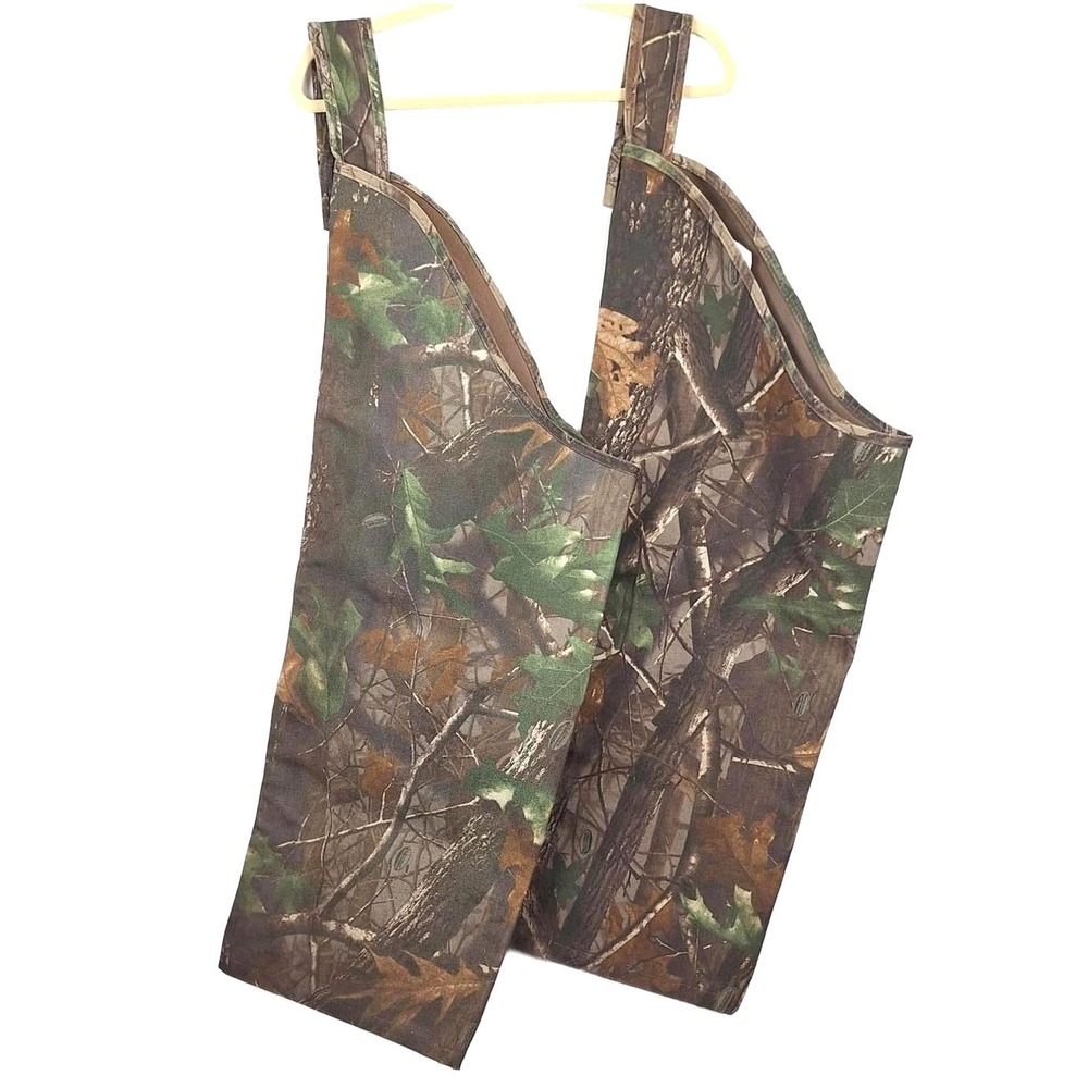 Mens‎ Camouflage Hunting Chaps Canvas Forest Tree Leaf Pattern Snaps Husky Reg